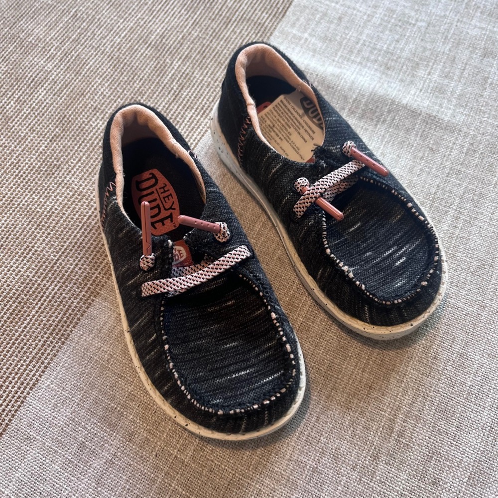 Hey Dude Wendy Toddler Jersey Black Pink Slip On Loafers 40441-001 Size K7